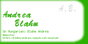 andrea blahm business card